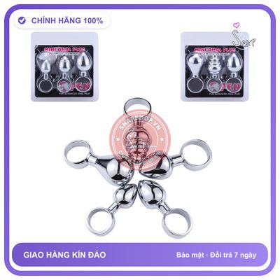 Bộ 3 Cái Plug Phích Cắm Hậu Môn Bằng Inox chính hãng - có sưởi ấm, silicone mềm mại, chất liệu an toàn cho da - giao hàng che tên kín đáo