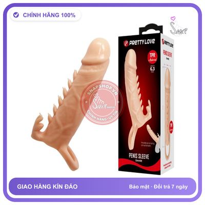 Bao Cao Su Đôn Dên Pretty Penis Sleeve Emmitt chính hãng - có gai nổi, hỗ trợ kéo dài, có hương thơm - giao hàng che tên kín đáo