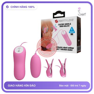 Kẹp Núm Vú Sốc Điện Kèm Trứng Rung Romantic Wave chính hãng - 3 cấp độ rung, sạc USB, chất liệu an toàn cho da - giao hàng che tên kín đáo