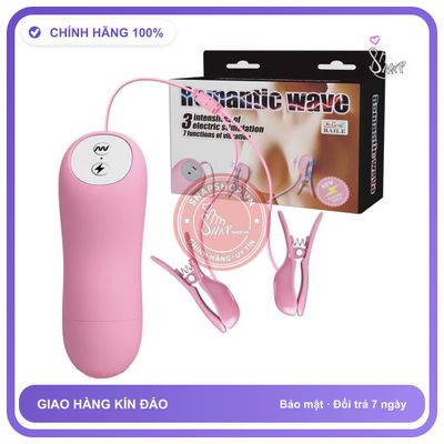 Kẹp Rung Núm Vú Sốc Điện Romantic Wave chính hãng - 7 chế độ rung, sạc USB, chống nước - giao hàng che tên kín đáo