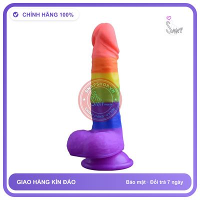 Dương Vật Giả Yeain Màu Sắc Cầu Vồng Bằng chính hãng - đế hít tường, silicone mềm, chất liệu an toàn cho da - giao hàng che tên kín đáo