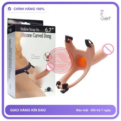 Dương Vật Giả Dây Deo Hollow Strap-On Silicon Curved Dong Rỗng Ruột chính hãng - silicone mềm, chất liệu an toàn cho da, dễ vệ sinh - giao hàng che tên kín đáo