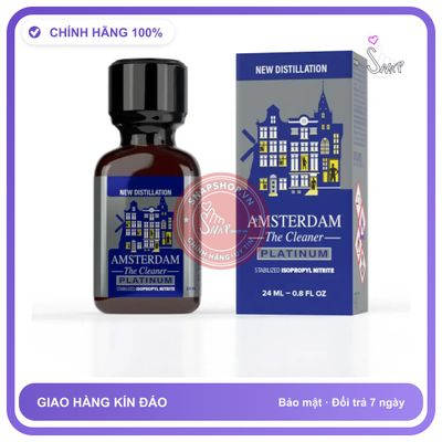 Popper Amsterdam Platinum Chai 24ml chính hãng - hàng chuẩn nhập khẩu, nắp kín không bay hơi, dùng được nhiều lần - giao hàng che tên kín đáo