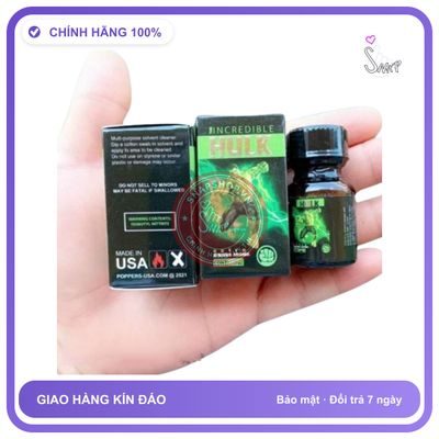 Popper The Incredible Hulk 10ml Chính Hãng - chai 10ml, hương dịu không nồng, hàng chuẩn nhập khẩu - giao hàng che tên kín đáo