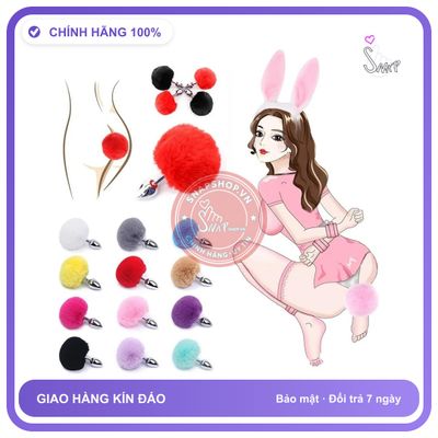Phích Cắm Hậu Môn Đuôi Thỏ Bằng Inox Siêu Dễ Thương chính hãng - chất liệu an toàn cho da, dễ vệ sinh, êm ái khi dùng - giao hàng che tên kín đáo