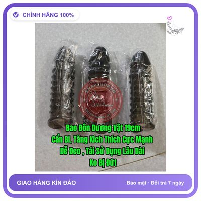 Đồ chơi người lớn Sale Bao Đôn Dương Vật 19cm, silicon cao cấp, cực bền, sử dụng lâu dài, che tên sản phẩm bảo mật kín đáo