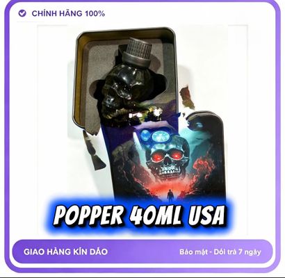 Chai hít tăng khoái cảm Popper 40ml Hàng Chính Hãng USA Popper Đầu Lâu 40ml, Dòng Siêu Mạnh Phê Lâu, Cho Ng Lờn, Rất Mạnh