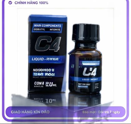 Chai hít tăng khoái cảm Popper C4 10ml Hàng Nhập Khẩu Chính Hãng USA. Popper C4 10ml, Dòng Siêu Mạnh, Dành Cho Ng Lờn Lâu Năm