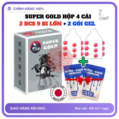 Bao Cao Su 9 Bi Super Gold Hộp 2 Cái chính hãng - siêu mỏng 0.06mm, siêu mỏng, có gai nổi - giao hàng che tên kín đáo