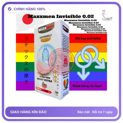 Bao cao su size 49mm Maxxmen Invisible 002, công chính hãng - siêu mỏng, nhiều gel bôi trơn, hộp 10 cái - giao hàng che tên kín đáo