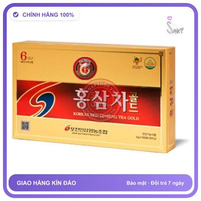 Trà hồng sâm POCHEON Korean Red Ginseng Tea Gold 100 gói chính hãng - trọng lượng 100g, hàng nhập khẩu, hàng chuẩn nguồn gốc rõ ràng - giao hàng che tên kín đáo
