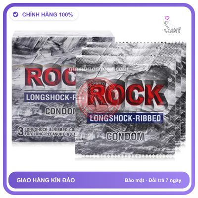 Bao Cao Su Rock Longshock Kéo Dài Thời Gian chính hãng - siêu mỏng, có gai nổi, hộp 3 cái - giao hàng che tên kín đáo