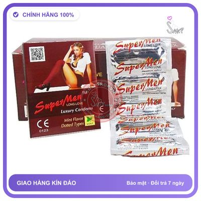 Bao Cao Su Super Men Long Love 120 Cái chính hãng - có gai nổi, có hương thơm, ôm sát cảm giác thật - giao hàng che tên kín đáo