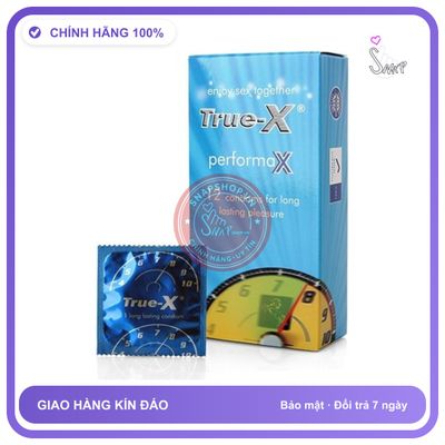 Bao Cao Su True-X Performax Kéo Dài Thời Gian chính hãng - hộp 12 cái, hỗ trợ kéo dài, ôm sát cảm giác thật - giao hàng che tên kín đáo