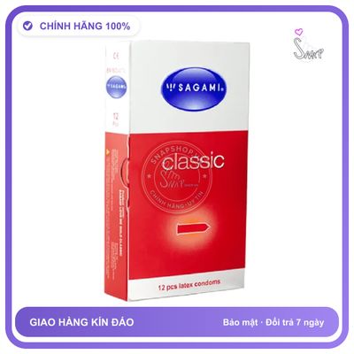Bao Cao Su Sagami Classic – Hộp 12 Chiếc, Mỏng, Ôm Khít chính hãng - siêu mỏng, hộp 12 cái, ôm sát cảm giác thật - giao hàng che tên kín đáo