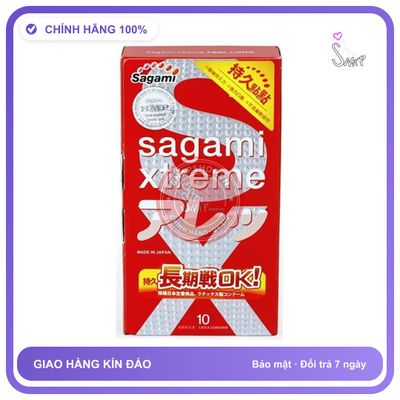 Bao Cao Su Sagami Xtreme Feel Long Hộp 10 Chiếc, Có Gai, Kéo Dài Thời Gian chính hãng - có gai nổi, hộp 10 cái, hỗ trợ kéo dài - giao hàng che tên kín đáo