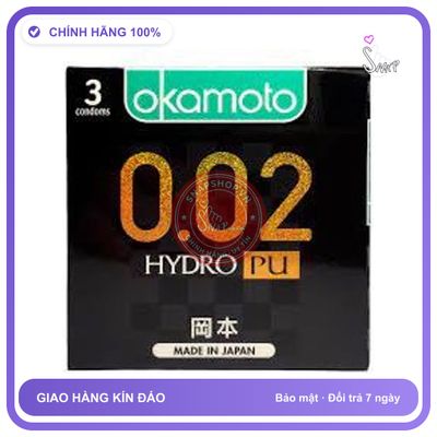 Bao Cao Su Okamoto 0.02 PU Siêu Mỏng Truyền chính hãng - siêu mỏng 0.02mm, hộp 3 cái, ôm sát cảm giác thật - giao hàng che tên kín đáo