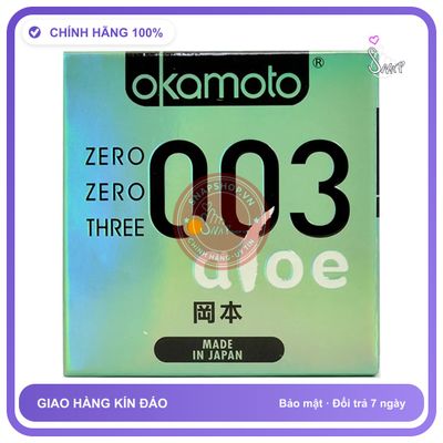 Bao Cao Su Okamoto 0.03 Aloe Tinh Chất Lô chính hãng - siêu mỏng 0.03mm, siêu mỏng, hộp 3 cái - giao hàng che tên kín đáo