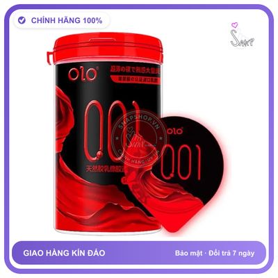 Bao Cao Su OLO 0.01 Đỏ Ống Tròn Siêu Mỏng, Nóng Ấm 10s chính hãng - hộp 10 cái, có hương thơm, ôm sát cảm giác thật - giao hàng che tên kín đáo