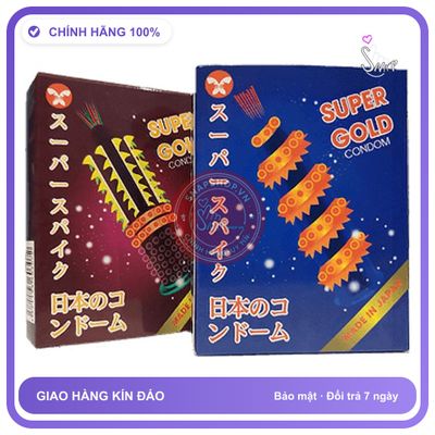 Bao Cao Su Super Gold Nhật Bản Siêu Gai 2s chính hãng - có gai nổi, hộp 2 cái, ôm sát cảm giác thật - giao hàng che tên kín đáo