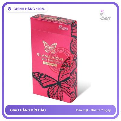 Bao Cao Su Jex Glamourous Butterfly Moist Mỏng 8s chính hãng - nhiều gel bôi trơn, hộp 12 cái, hỗ trợ kéo dài - giao hàng che tên kín đáo
