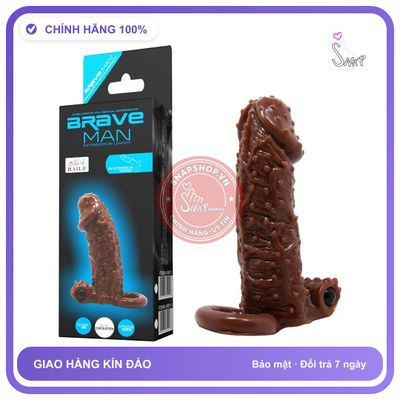 Bao Cao Su Đôn Dên Brave Man Nâu Có Quai chính hãng - có gai nổi, hỗ trợ kéo dài, ôm sát cảm giác thật - giao hàng che tên kín đáo