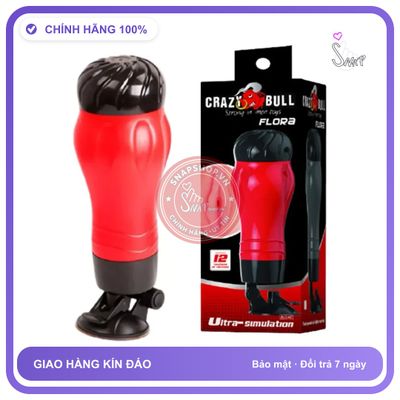 Âm Đạo Giả Đèn Pin Crazy Bull Flora Đỏ Có Đế chính hãng - sạc USB, chống nước, silicone mềm - giao hàng che tên kín đáo