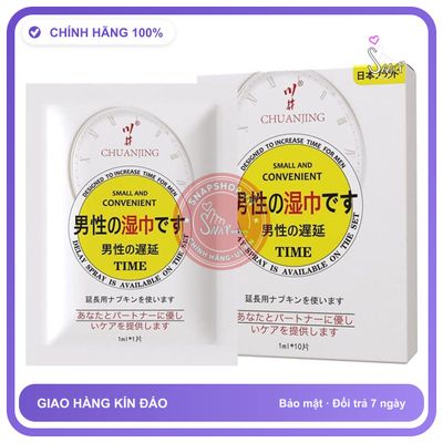 Khăn lau chống xuất tinh sớm ChuanJing Japanese Wipes 10s chính hãng - chất liệu an toàn cho da, dễ vệ sinh, êm ái khi dùng - giao hàng che tên kín đáo