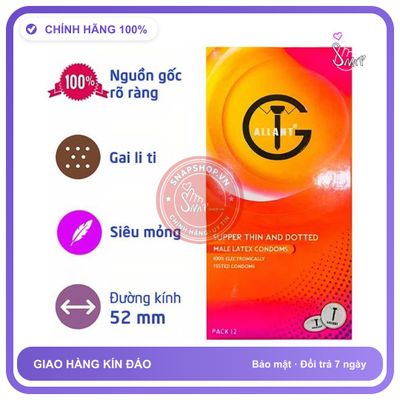 Bao Cao Su Gallant Supper Thin And Dotted Gân chính hãng - siêu mỏng 0.03mm, siêu mỏng, có gai nổi - giao hàng che tên kín đáo