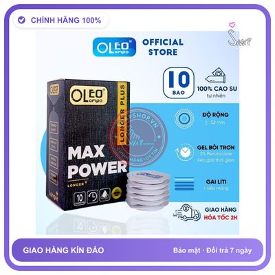Bao Cao Su Oleo Lampo Max Power chính hãng - có gai nổi, nhiều gel bôi trơn, hộp 10 cái - giao hàng che tên kín đáo