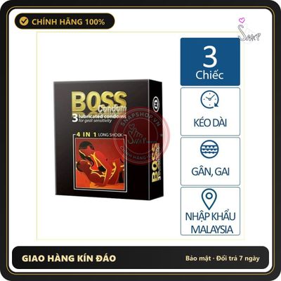 (Che Tên) Bao Cao Su BOSS 4 in 1 Longshock Hộp 3 Cái - Hàng Mới Về