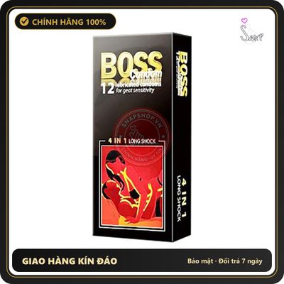 (Che Tên) Bao Cao Su BOSS 4 in 1 Longshock Hộp 12 Cái - Snapshop