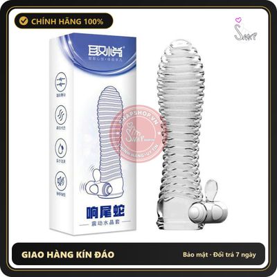 (Che Tên) Bao Cao Su Đôn Aichao Rung Rattlesnake Xanh 325377 Hộp Trắng Kín