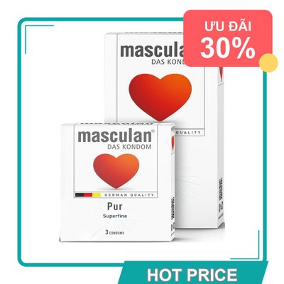 (Che Tên) Bao Cao Su Masculan Pur 0.04mm – Siêu mỏng – Thơm – Thật Hộp Trắng Kín