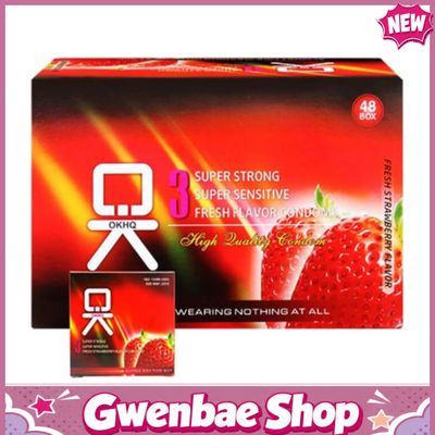 Bao cao su hương dâu OK - Hộp 144 cái - Gwen Shop Chính Hãng