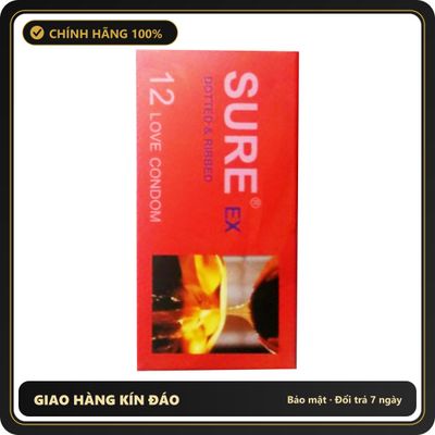 (Che Tên) Bao Cao Su Sure Đỏ – Trơn Mịn – Hộp 12 cái 565629 Giao Nhanh Toàn Quốc