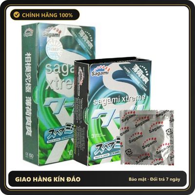 (Che Tên) Bao Cao Su Sagami Xtreme Spearmint 567916 Chuẩn Auth