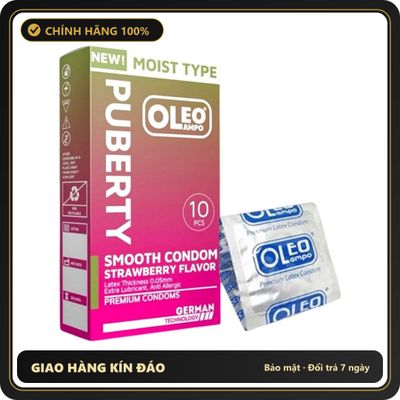 (Che Tên) Bao Cao Su Oleo Lampo Puberty – Siêu Mỏng 0.05mm, Hương Dâu Quyến Rũ, Size Nhỏ 50mm Bảo Mật Tuyệt Đối