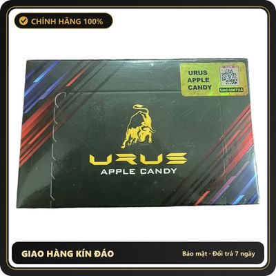 (Che Tên) Kẹo Sâm Urus Apple Candy Vị Táo, Bạc Hà Malaysia - Hộp 30 Viên Chuẩn Auth