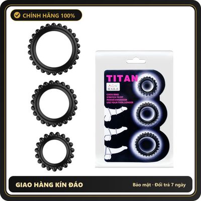 (Che Tên) Bộ 3 Vòng Đeo Dương Vật Baile Titan Tăng Kích Thích, Chống Xuất Tinh Sớm Cao Cấp Bảo Đảm