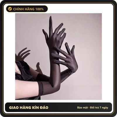 (Che Tên) Găng Tay Lụa Bóng Siêu Mịn Quyến Rũ Bao Tay Cô Dâu Phối Đồ Cosplay Đi Tiệc Cực Xinh Gợi Cảm - T519 Đen Bóng Giao Nhanh Toàn Quốc