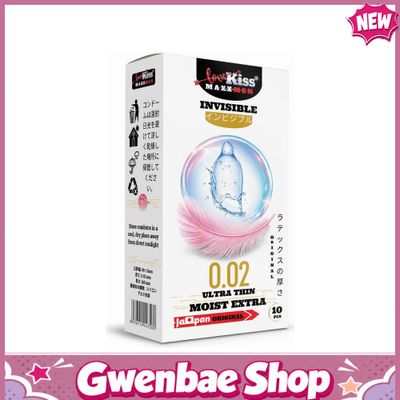 Bao cao su siêu mỏng nhiều gel hương hoa anh đào Maxxmen Lovekiss Invisible - Hộp 10 cái - Gwen Shop Chính Hãng