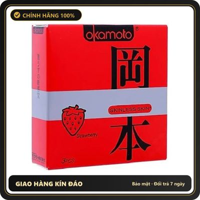(Che Tên) Combo 2 Hộp Bao Cao Su Okamoto Hương Dâu Siêu Mỏng H3 Bảo Mật Tuyệt Đối