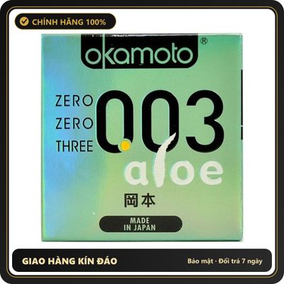 (Che Tên) Bao Cao Su Okamoto 0.03 Aloe Tinh Chất Lô Hội Nhật Bản Cao Cấp Bảo Đảm