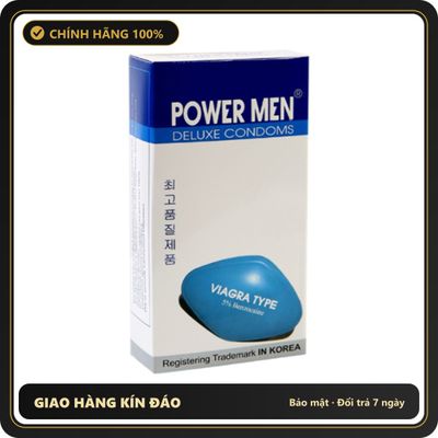 (Che Tên) Bao Cao Su Kéo Dài Thời Gian Power Men Deluxe Condom Chuẩn Auth