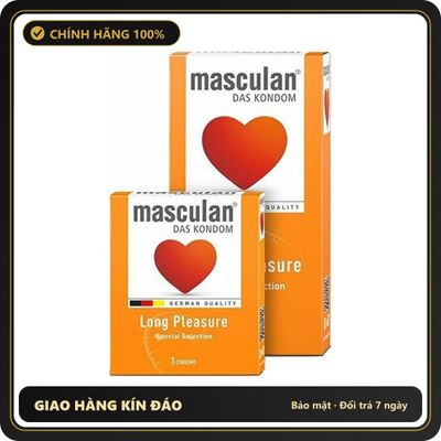 (Che Tên) Bao Cao Su Tăng Thời Gian masculan Long Pleasure Của Đức Hộp Trắng Kín