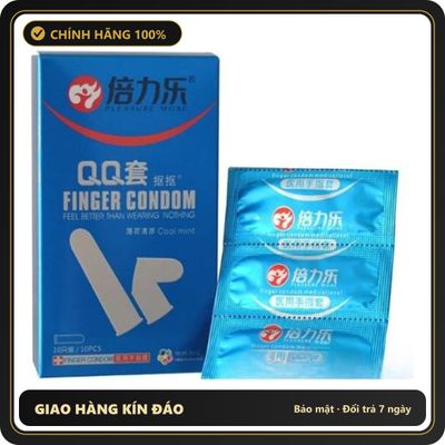 (Che Tên) Bao cao su ngón tay Finger Condoms Hộp 10 chiếc Chuẩn Auth