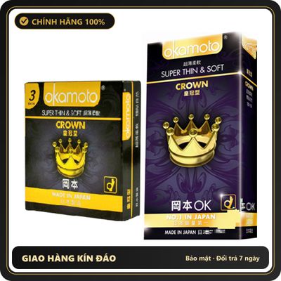 (Che Tên) Bao Cao Su Okamoto Crown Nhật Bản Hộp Trắng Kín