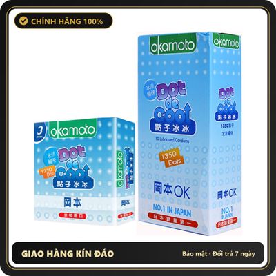 (Che Tên) Bao Cao Su Hương Bạc Hà Có Gai Của Nhật Okamoto Dot De Cool Hộp Trắng Kín