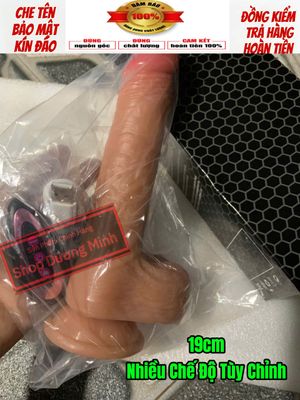 ( Hàng Chính Hãng) Dương vật giả 19cm, Điều Khiển Nhiều Chức năng, Bao Sướng 